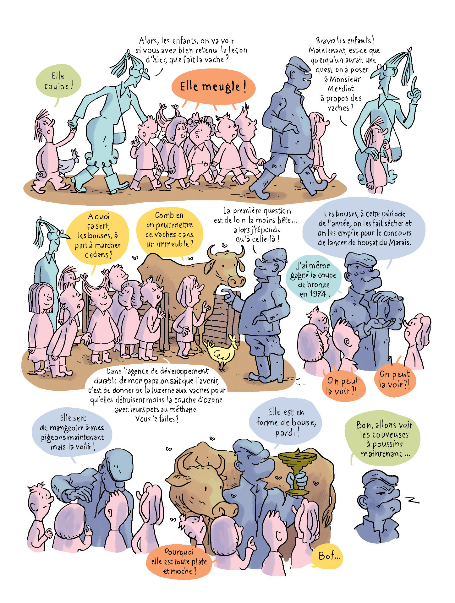 BD humoristique-Visite à la ferme-classe scolaire-école primaire-sortie scolaire-car scolaire-Maureen Lasne-François Warzala