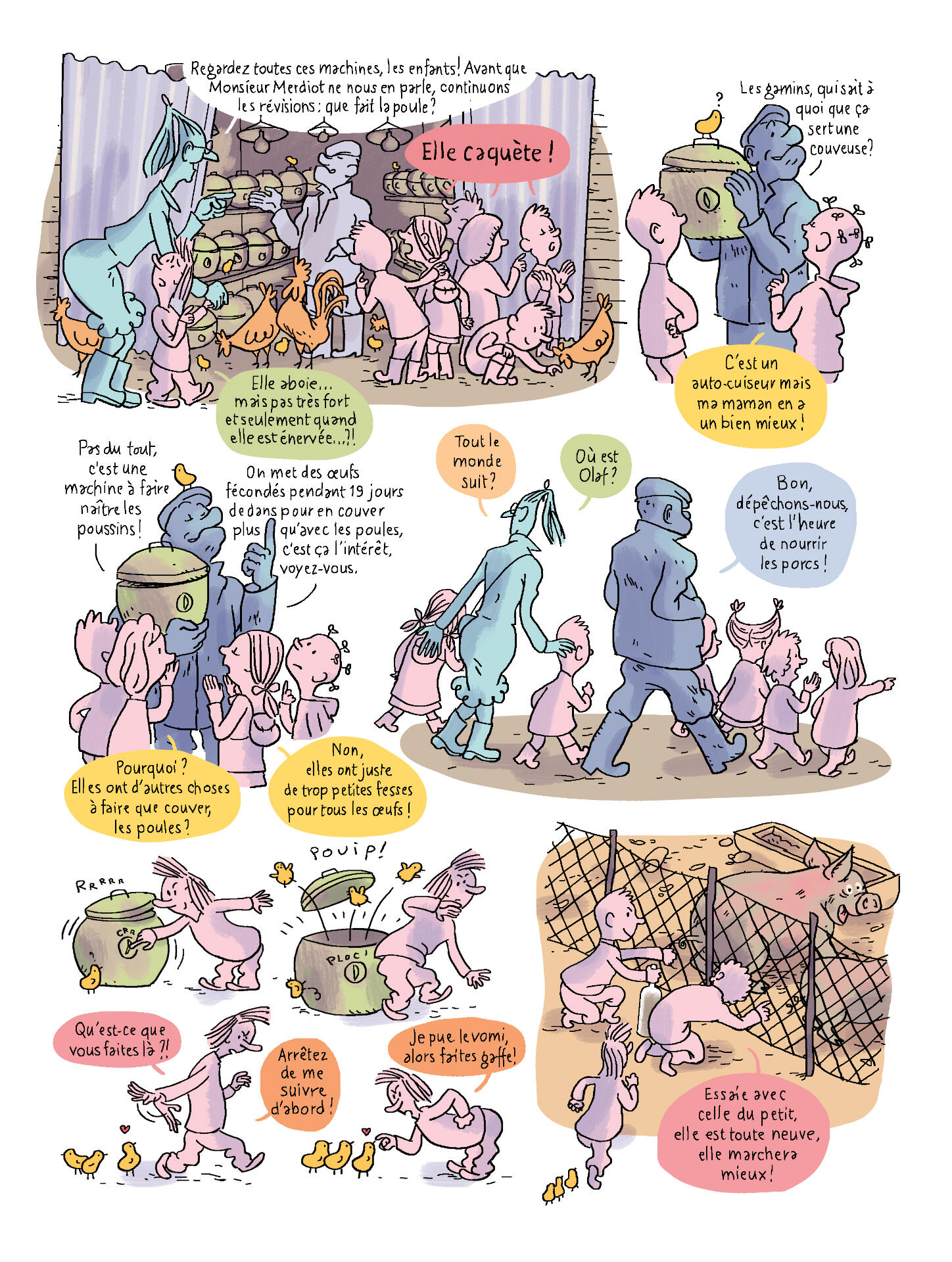 BD humoristique-Visite à la ferme-classe scolaire-école primaire-sortie scolaire-car scolaire-Maureen Lasne-François Warzala