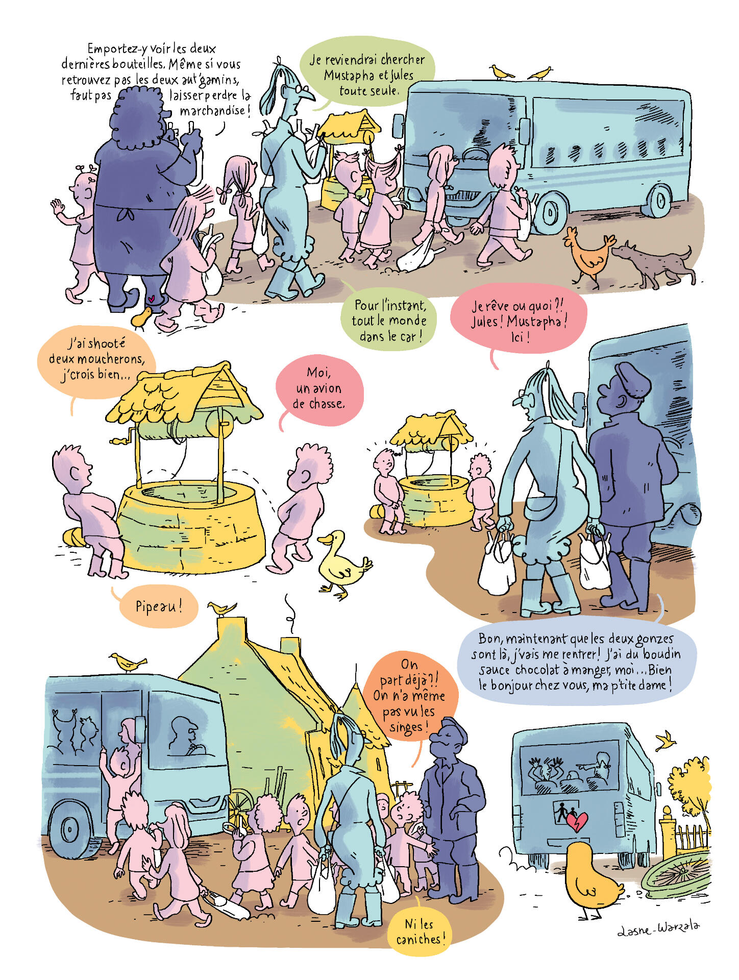 BD humoristique-Visite à la ferme-classe scolaire-école primaire-sortie scolaire-car scolaire-Maureen Lasne-François Warzala